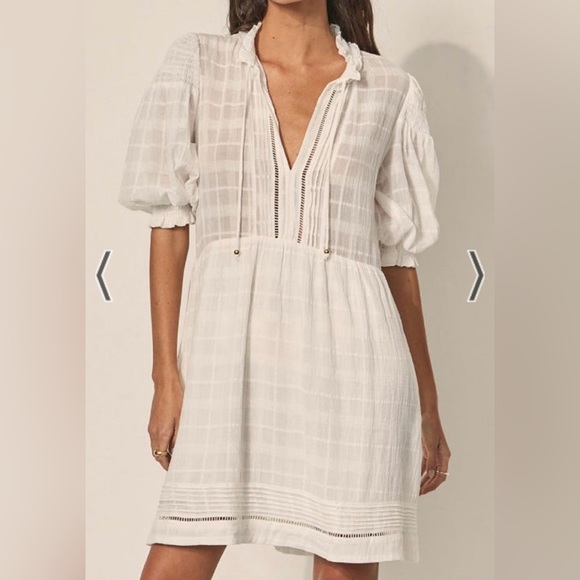 Kivari Serena Babydoll Mini Dress - White - size 10 US - NWT - Picture 3 of 16